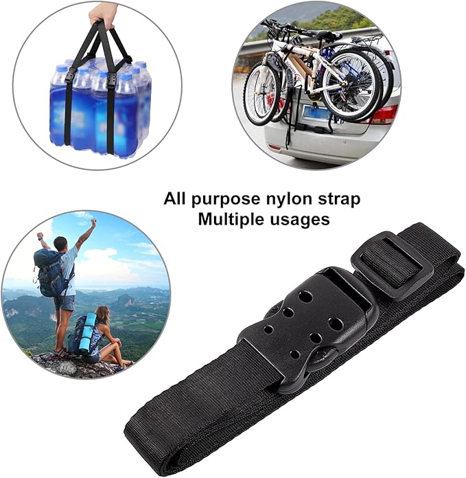 Ayaport Utility Straps with Buckle 72" Quick-Release Adjustable Nylon Straps Black 4 Pack