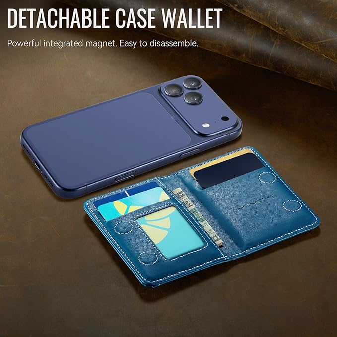 Vinich for MagSafe Wallet Magnetic RFID Blocking Card Holder Compatible with MagSafe Phones and Cases, Strong Magnet Minimalist Phone Wallet for iPhone 17/16/15/14/13/12/ Pro/Max/Plus, Blue