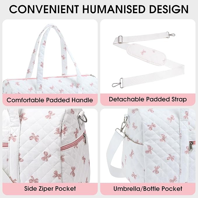 Duffle Bag, Gym Bag for Women, Quilted Duffle Bags, Travel Large Capacity Floral Weekender Bags