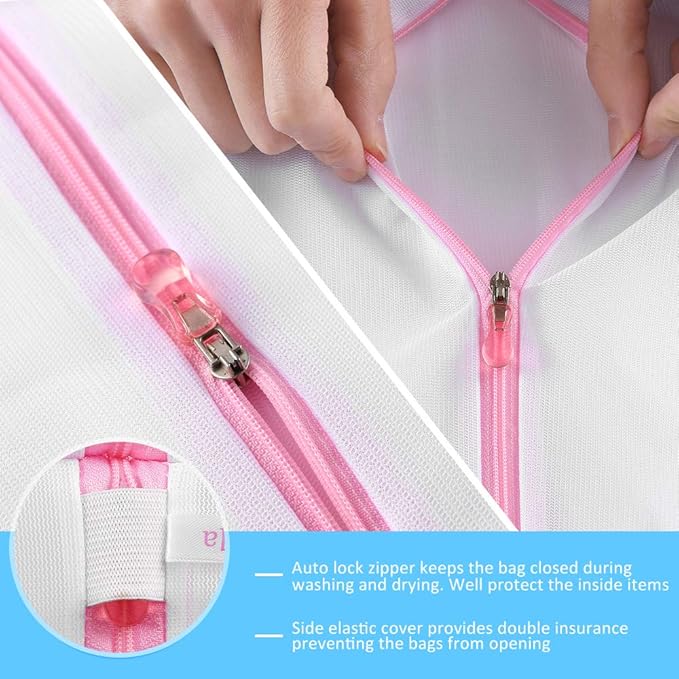 GOGOODA Mesh Laundry Bags for Delicates Durable Protective Wash Bags Travel Storage Bags for Intimates Lingerie, 4 PCS (8 * 6.5in)