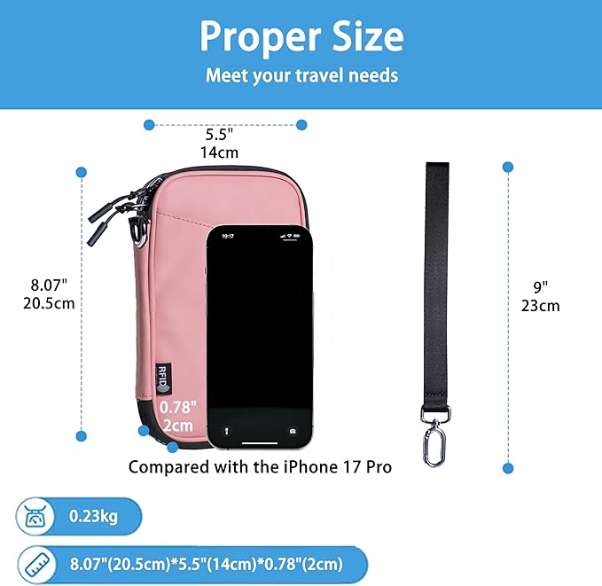 family passport holder for 4 multiple passport bag for travel passport cover rfid blocking for women waterproof wallet with zipper airtag passport case for men (pink with faint patterns)