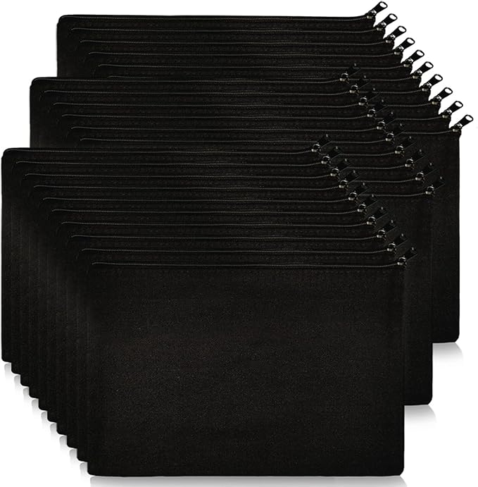 Koolmox Canvas Pouches with Zipper 8x5'', 30 pack Small Canvas Zippered Pouches Plain to Personalize DIY Crafts Vinyl Print Print, for Makeup Cosmetic Purse Pen Pencil Organizing