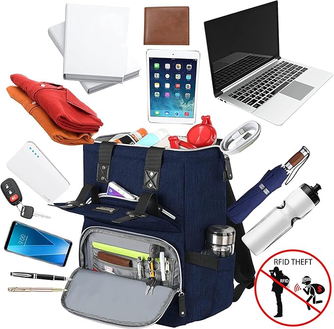 FALANKO Laptop Backpack for Women, Doctor Teacher Work Bookbag College Shoulder Bag with RFID Anti-theft, Nurse Travel Business Bag for Men Women Fit 15.6 Inch Computer