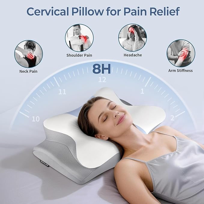 Cervical Neck Pillow for Pain Relief - Ergonomic Pillow Side Sleeper Pillow for Sleeping, Orthopedic Memory Foam Pillow for Neck Support, Contour Cervical Pillow Bed Pillow for Back Stomach Sleepers