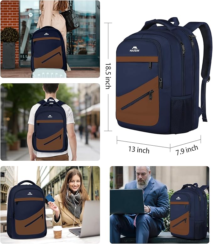 MATEIN Travel Backpack for Men with Anti Theft Pocket, TSA Friendly Carry On 17.3 Inch Laptop Backpack with Luggage Strap, Water Resistant Flight Approved Work Business College Daypack Bag for Men