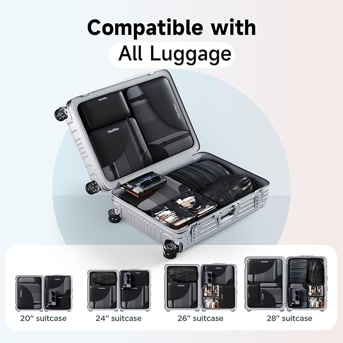 11 Set / 9 Set Packing Cubes for Travel,Gifts for Women Mom Kids,TSA Approved Bags for Makeup, Cosmetic, Toiletry, Organizers for Suitcase Carry On, Cruise Essentials Airplane Accessories, Black