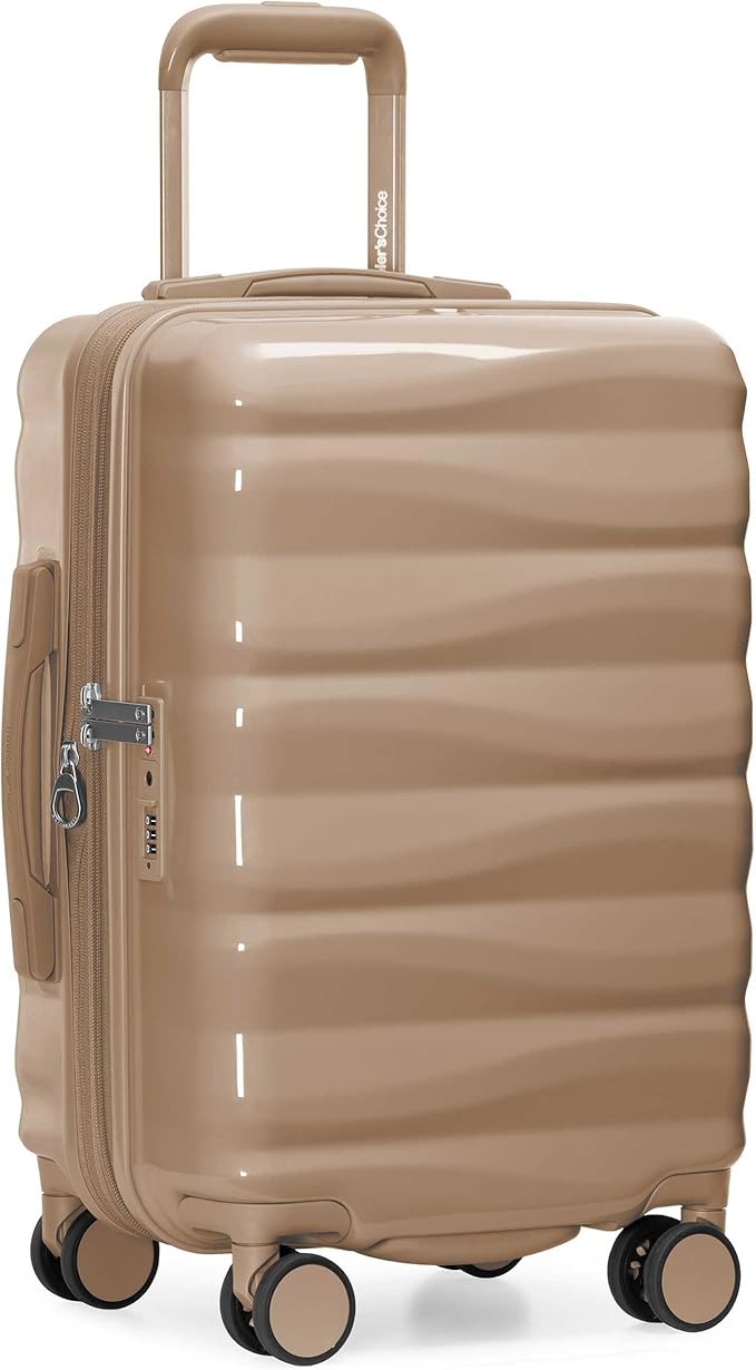 Traveler's Choice Edinburgh II Hardside Spinner Luggage, TSA Lock, Sand, 21" Carry-on