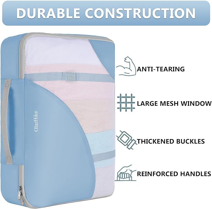 8 Set Packing Cubes for Travel, Gifts for Women Mom,Anti-Tearing Suitcase Organizer for Luggage with Shoe & Hanging Toiletry Bag,OlarHike Vacation Essentials & Accessories for Cruise Ship