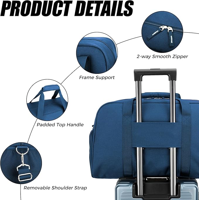 Searock 21 Inch Gym Bag with Shoe Compartment, Sports Duffle Bag for Travel, Carry On Duffel Bag, Weekender Overnight Bags for Men and Women Traveling, Navy Blue