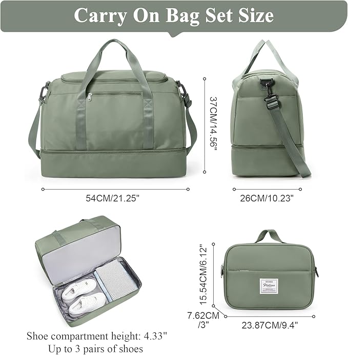 Extra Large Travel Duffle Bag,Carry on Overnight Weekend with with Shoes Compartment & Toiletry Bag,Weekender Bags for Women for Travel Business Trips Sport Hospital
