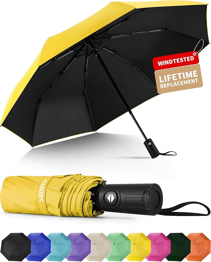 Seniny Windproof Travel Umbrella, Automatic Umbrellas for Rain, Portable & Compact Umbrellas for Backpack, Strong UV for Protection, Folding Small Sun Umbrella for Car, Walking