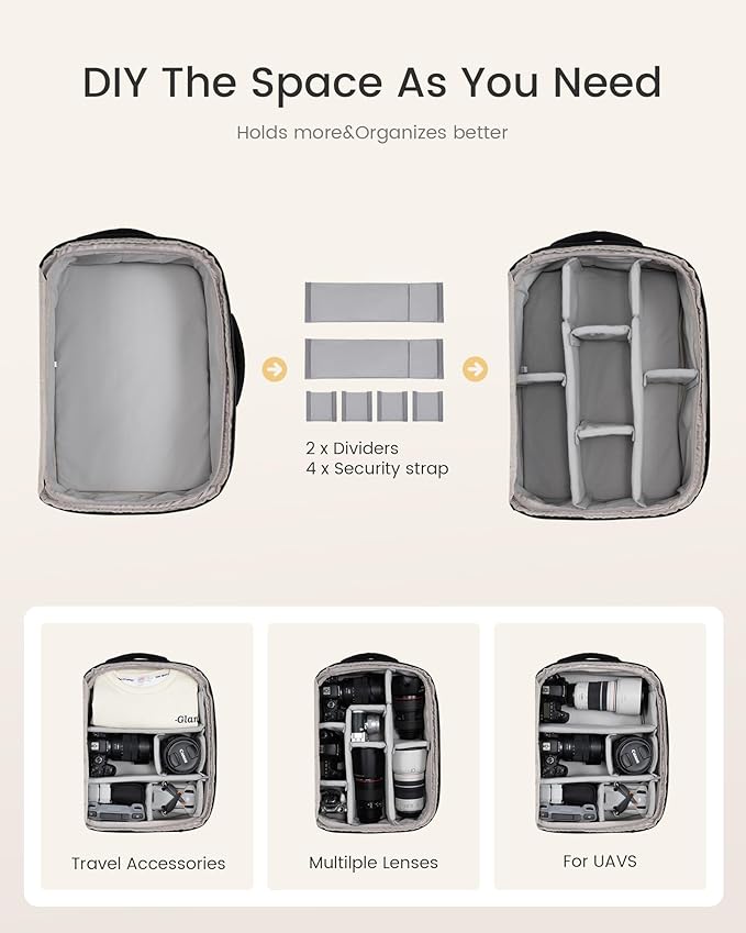 LOVEVOOK Camera Bag Backpack for Photographers, Professional DSLR, SLR & Mirrorless Camera Case, Carry On Personal Item Bags for Women Men, TSA 40L Travel Essentials Compatible with Canon/Nikon/Sony