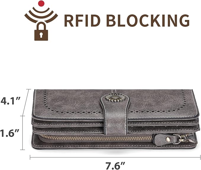 SENDEFN Wallets for Women Leather Credit Card Holder with RFID Blocking Large Capacity Wristlet | with RFID Blocking, Large Capacity, Wristlet, with RFID Blocking, Large Capacity, Wristlet