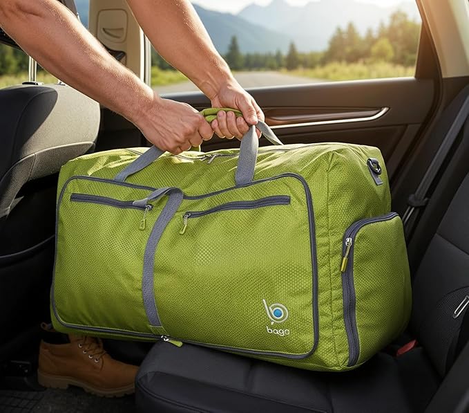 Bago Large Duffle Bag for Travel Women & Men. Durable Lightweight Foldable Travel Duffel Bags For Traveling Women. 80L Duffle Bags For Overnight Bag With Shoe Compartment Collapsible Weekender duffel