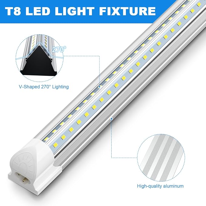 SHOPLED LED Shop Light 3FT, 34W 4760LM 6000K Cool White, V-Shape Linkable | T8 Integrated 3 Foot Tube Lights, LED Cabinet Lights for Workbench, Workshop, Basement, ETL Listed, ETL Listed, 4-Pack
