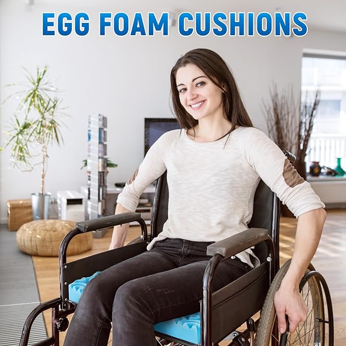 Geiserailie 1 Pcs Egg Foam Pad Eggs Chair Cushion to Relieve Back Foam Seat Cushion Chair Accessories Pad for Office Recliner Wheelchair Home Car (Flower, Blue)