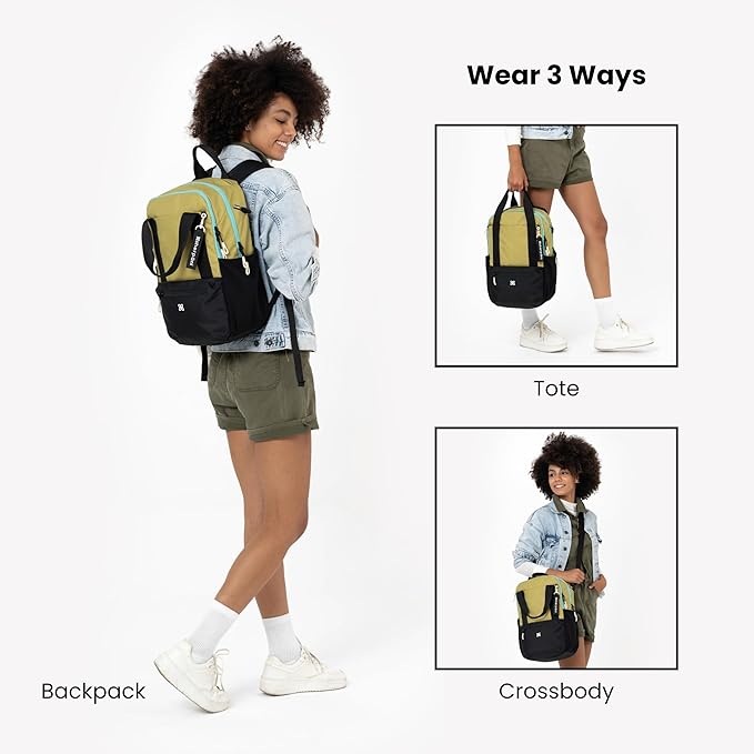 Sherpani Camden, Convertible Backpack, 3 in 1 Tote Bag, 18L Travel Backpack, Crossbody Bag for Women, Cross Body Purse, Travel Gifts, RFID Protection, Fits 13” Laptop (Alchemy)