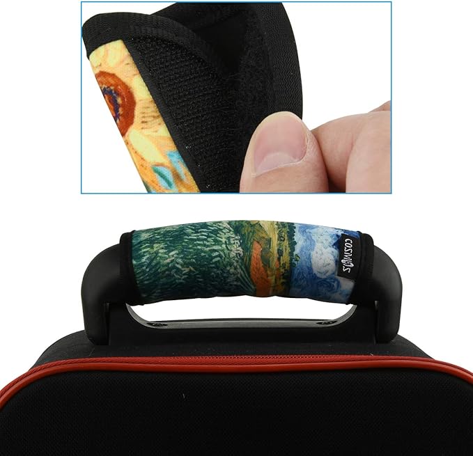 CM Pack of 5 Neoprene Luggage Handle Wrap Handle Grip Luggage Identifier for Travel Bag Luggage Suitcase (Painting Patterns - VANGO (5 Pcs))