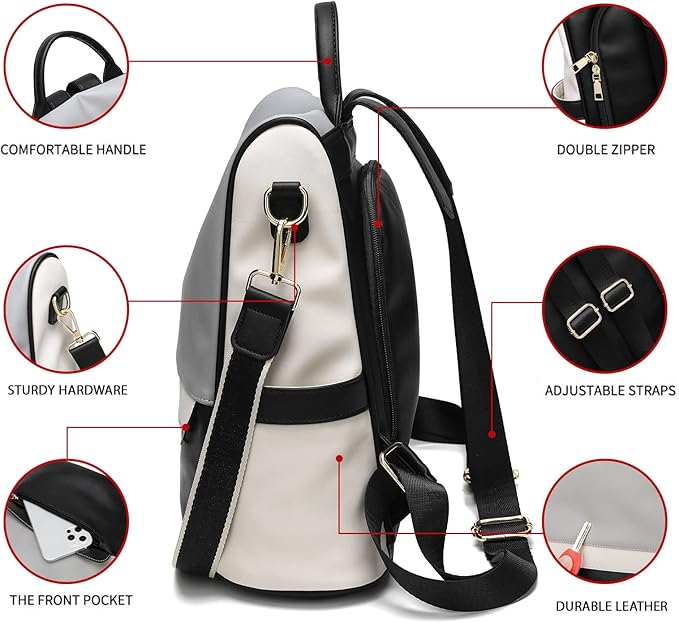 CHERUTY Women Backpack Purse PU Leather Anti-theft Casual Shoulder Bag Fashion Ladies Satchel Bags