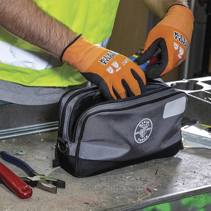 Klein Tools Tool Pouch, Dual Compartments, Heavy-Duty Tool Bag Organizer, Multipurpose Bag