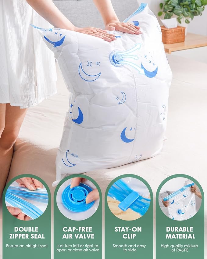 Vacuum Storage Bags with Electric Pump, 10 Pack Vacuum Sealed Bag with 1500mAh Rechargeable Battery for Clothes, Blanket, Duvets, Pillows, Comforters, Travel