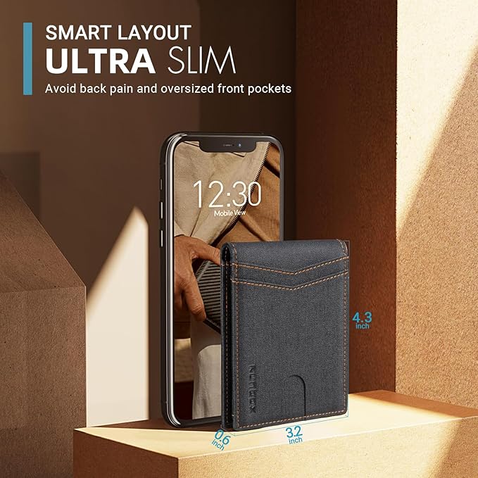 RUNBOX Wallet for Men Slim Rfid Leather 2 ID Window With Gift Box | Slim, Rfid, 2 ID Window, With Gift Box, Slim, Rfid