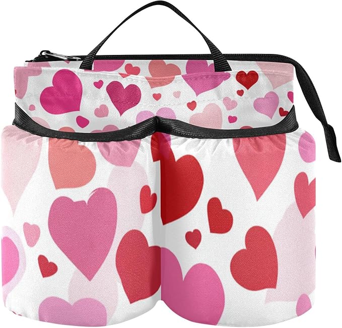 Luggage Cup Holder for Suitcases Free Hands Travel Cup Holder Portable Suitcase Cup Drink Holder Luggage Cup Caddy Bag Carrier White Pink Love Valentine