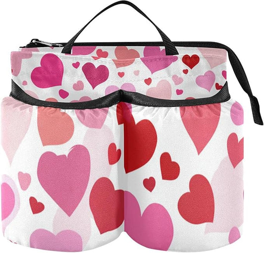 Luggage Cup Holder for Suitcases Free Hands Travel Cup Holder Portable Suitcase Cup Drink Holder Luggage Cup Caddy Bag Carrier White Pink Love Valentine