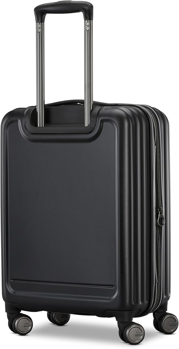 American Tourister Fathead Carry-On Luggage - Airline Approved - Customize with Sports or Character Decal - Durable Hardshell with 1.5" Expansion - 360° Spinner Wheels - RightHeight™ Handle - Black