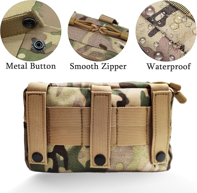 Tactical Molle Admin Pouch, Multi-Purpose Laser-Cut EDC Military Tool Pouch Bag Utility Hygiene Bag for Outdoor, Hunting, Traveling, Hiking