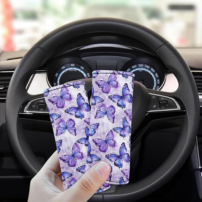 BIGCARJOB Butterfly Theme Luggage Tags for Suitcases,Set of 2 Pcs Luggage Handle Cover Suitcase Tags Identifiers Luggage Handle Wrap Luggage Tag Identifiers Marker Travel Accessories