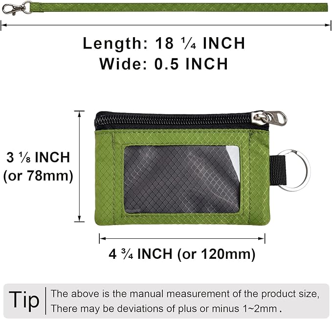 CHENSPRX Minimalist RFID Blocking Small Wallet with ID Window,WaterResistant Zip Id Case Wallet with Lanyard Keychain for Cards,Cash,Travel,Women,Men