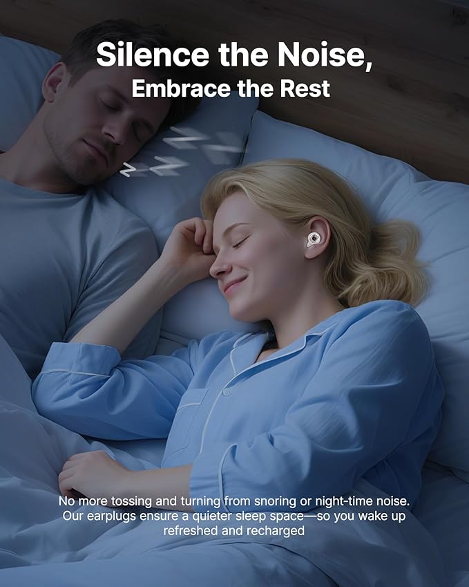 Ear Plugs for Sleeping Noise Cancelling, 45dB Reusable Earplugs for Noise Reduction, Hearing Protection Ear Plugs with 8 Ear Tips, Soft Silicone Earplugs for Sleep, Concerts, Snoring, Study (White)