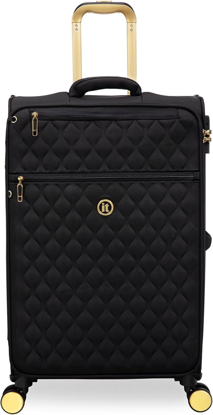 It Luggage Glimmering 28" Softside Checked 8 Wheel Expandable Spinner, Black