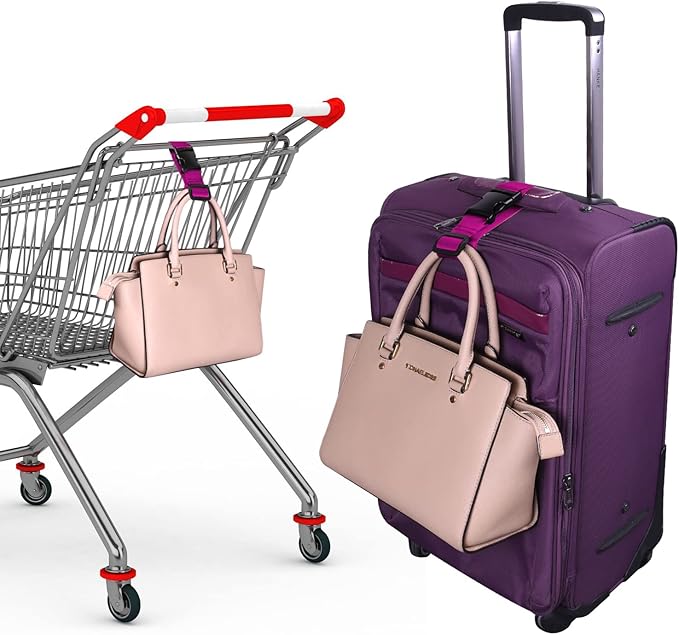 Wisdompro 2 Pcs Add a Bag Luggage Strap, Heavy Duty Adjustable Suitcase Belt Travel Attachment Travel Accessories for Connecting Your Luggage - Purple, 31 Inch