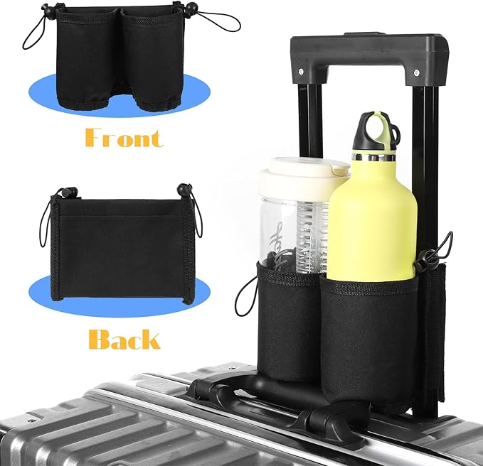 Luggage Travel Cup Holder Free Hand Drink Carrier Carry on Beverage Cup Holder Attachment Fits Roll on Suitcase Handles Business People, Travel Essentials