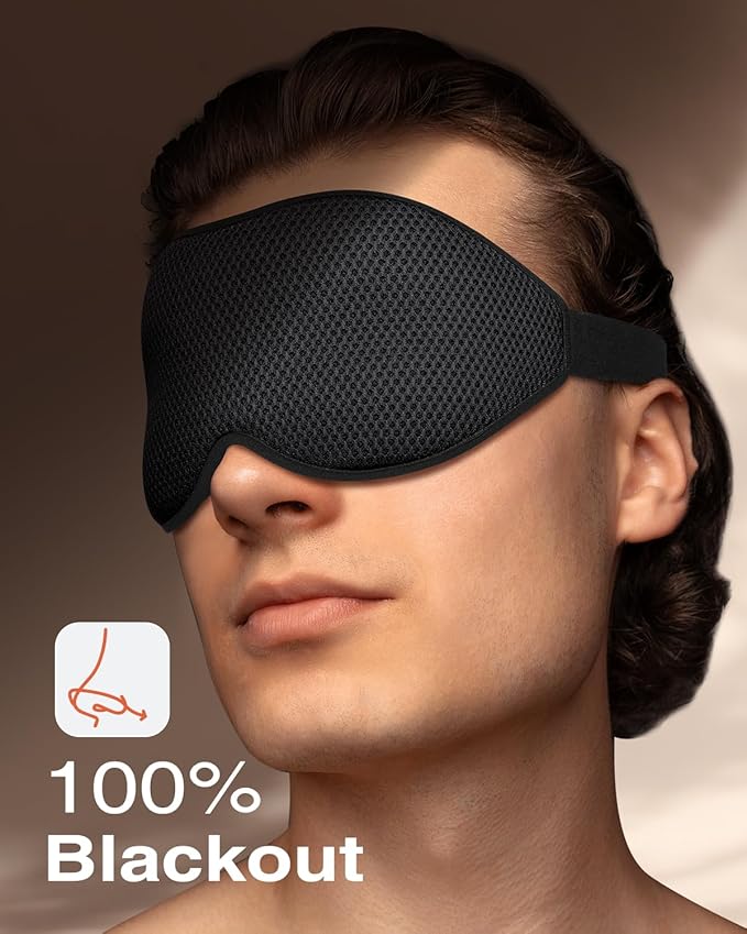 MABAO 2 Packs Sleep Mask for Side Sleeper, Eye Mask for Sleeping Women Men, 3D Contoured Cup No Eye Pressure 100% Light Blocking Sleeping Mask with Adjustable Strap Night Blindfold, Nap, Black & Pink