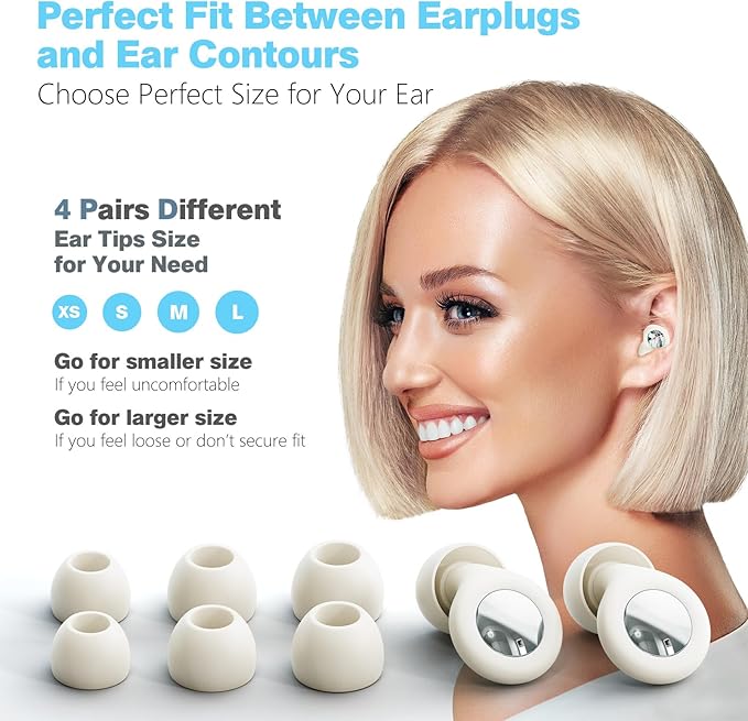Ear Plugs for Sleeping Noise Cancelling – 30dB Reusable Silicone Earplugs with 8 Ear Tips & Case, Ideal Sleep Ear Plugs, Soft & Cozy Hearing Protection for Sleep, Concerts, Work, Travel & Focus