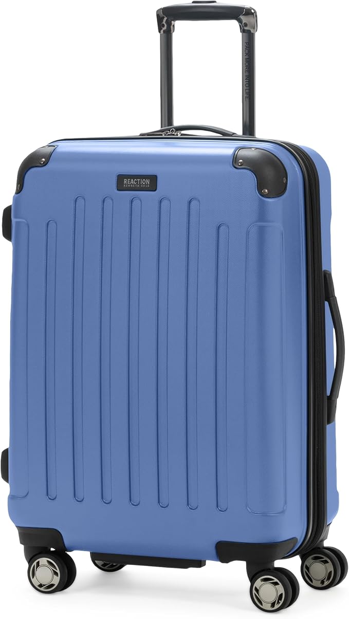 Kenneth Cole REACTION Renegade Luggage Expandable 8-Wheel Spinner Lightweight Hardside Suitcase, Periwinkle Blue, 24-Inch Checked