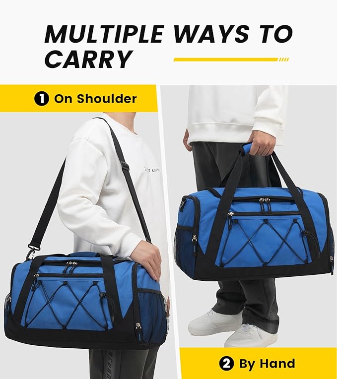 Vorspack Gym Bag for Men - 18 Inches Duffle Bag for Travel Duffel Bag with Shoe Compartment Lightweight Travel Bag for Gym Sports Overnight Weekender - Blue