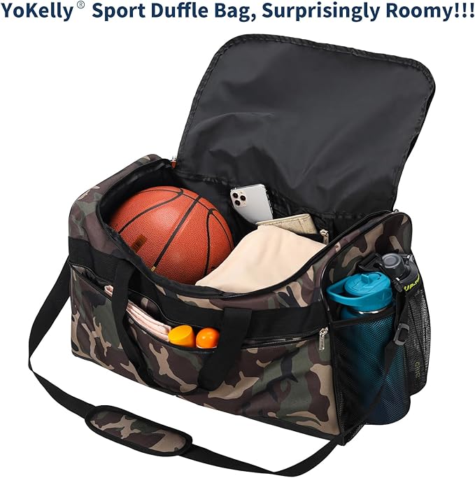 Gym Bag 20 inch Sport Duffle Bag for Men - 40L Weekender Duffel Bag for Travel - Camo