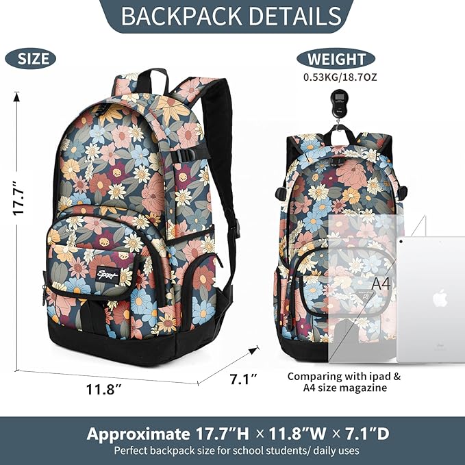rickyh style School Backpack Travel Bag for Men & Women Lightweight College Back Pack with Laptop Compartmen