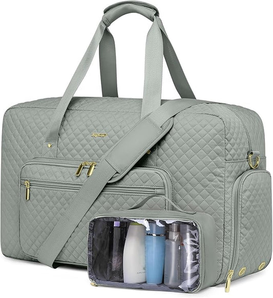 Large Weekender Travel Duffle Bag - With Shoe Compartment Weekender Bags for Womens Carry on Overnight Bag with Toiletry Bag Gym Duffel Bags with Wet Pocket Hospital Bags for Women Labor and Delivery