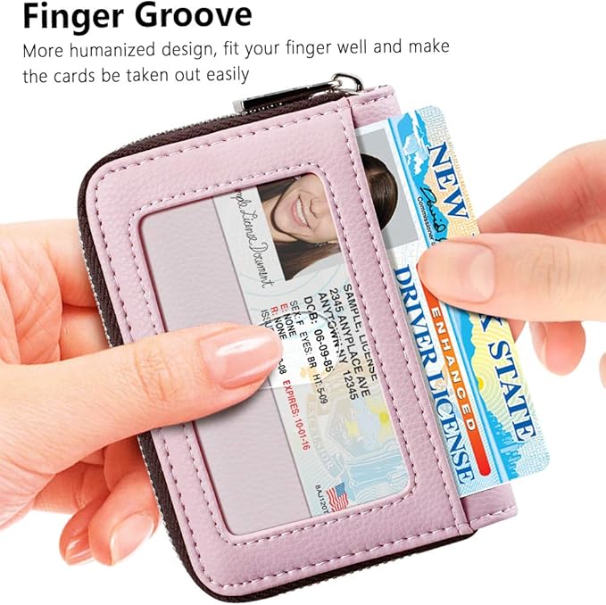 FurArt Zipper Wallet Women, RFID Blocking Credit Card Wallet, Business Card Holder, Compact Size KeyChain Wallet