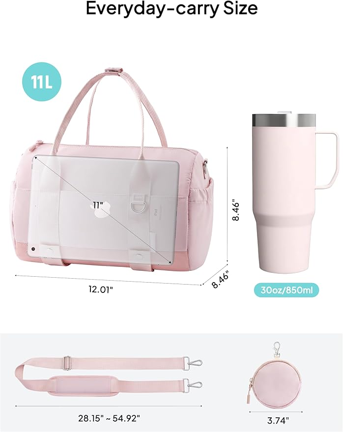 TOPEAST Small Gym Bag for Women, Mini Sports Yoga Bag with Yoga Mat Holder, Small Pink Gym Bag Overnight Weekender Duffle Handbag for Travel Dance Workout