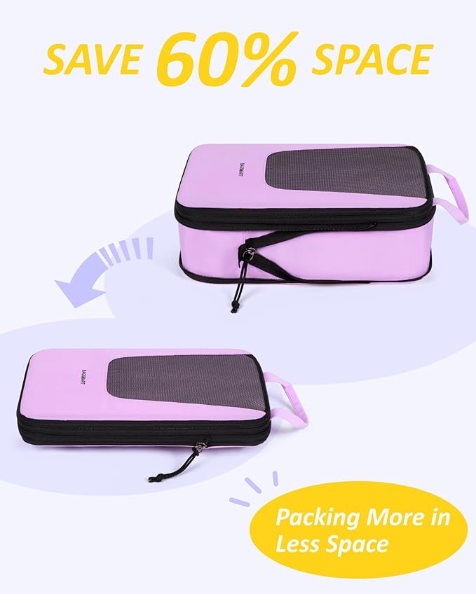BAGSMART Compression Packing Cubes for Travel, 6/5/4set Lightweight Packing Organizers, Summer Travel Essentials Suitcase Organizer Bags Set