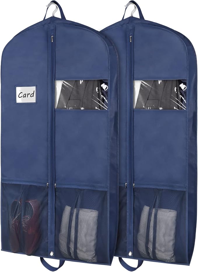 Zilink 43" Suit Bags for Men Travel and Storage Gusseted Garment Bags for Hanging Clothes Suit Cover With Handles for Clothes, Coats, Jackets, Shirts, Set of 2