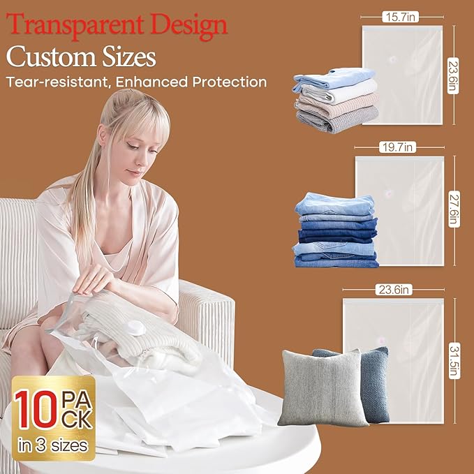 Travel Vacuum Storage Bags with Rechargeable Cordless Pump, 12 Pack Vacuum Seal Bags for Clothing(4 Large+4 Medium+4 Small), Compression Packing for Clothes Suitcase Luggage Blanket Pillows