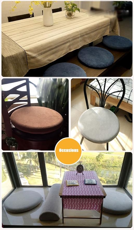 Sigmat Memory Foam Seat Cushion Anti-Slip Soft Round Stool Cushion Chair Pad 20 Inch Grey