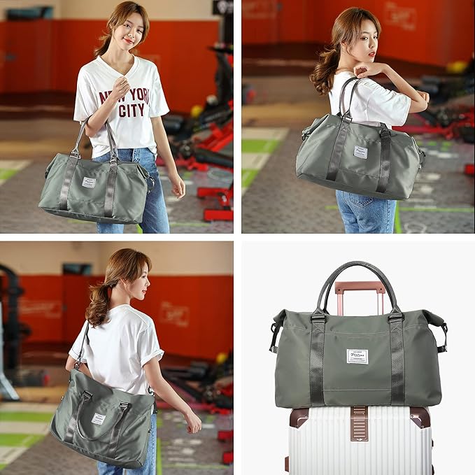 HYC00 Travel Duffel Bag,Carry-on Overnight Weekender Bags for Women,Sports Tote Gym Bag with Wet Pocket